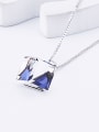 thumb 18K White Gold S925 Sterling Silver Crystal Square-shaped Necklace 1