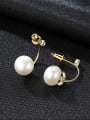 thumb 925 Sterling Silver With Artificial Pearl Simplistic Round Drop Earrings 3