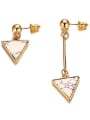 thumb All-match Triangle Shaped Stone Asymmetric Titanium Drop Earrings 1