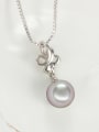 thumb Exquisite Platinum Plated Black Artificial Pearl Copper Necklace 1