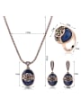 thumb Alloy Antique Gold Plated Vintage style Artificial Stones Hollow Three Pieces Jewelry Set 3