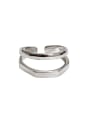 thumb Simple Two-band Silver Smooth Opening Ring 0