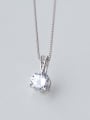 thumb Elegant Round Shaped Shining Zircon Silver Necklace 0