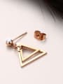 thumb Elegant Rose Gold Plated Hollow Triangle Shaped Drop Earrings 2