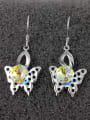 thumb Fashion Hollow Butterfly Cubic Zircon 925 Silver Earrings 2
