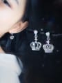 thumb S925 silver sweet small crown drop earring and necklace 1