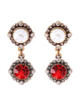 thumb Retro Red Artificial Crystal Drop Earrings 0