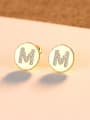 thumb 925 Sterling Silver With Cubic Zirconia Simplistic Monogrammed  M Stud Earrings 3