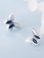 thumb 925 Sterling Silver With Silver Plated Simplistic Black Gradient Butterfly Stud Earrings 1