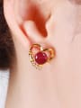 thumb Copper Alloy 24K Gold Plated Fashion Heart-shaped Zircon stud Earring 1