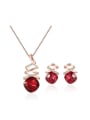 thumb Alloy Rose Gold Plated Fashion Artificial Stones Two Pieces Jewelry Set 0