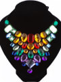 thumb Fashion Exaggerated Colorful Stones Black Ribbon Necklace 0