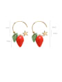 thumb Alloy With Rose Gold Plated Cute Friut Hook Earrings 4