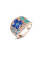 thumb Elegant Blue Austria Crystal Flower Pattern Ring 0