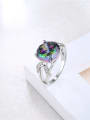 thumb Trendy Purple Round Shaped Glass Stone Ring 1