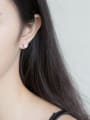 thumb S925 Silver Small zircon Heart-Shaped Shell Pearl stud Earring 1