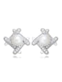 thumb Tiny Fashion Artificial Pearl Cubic Zirconias 925 Silver Stud Earrings 0