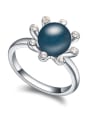 thumb Simple Imitation Pearl Flowery Alloy Ring 2