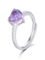 thumb Platinum Plated Heart-shaped Gemstone Ring 1