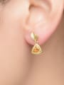 thumb S925 Silver Natural Yellow Crystal 14K Gold Plated Drop Earrings 1