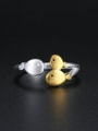thumb Personalized Tiny Fish Double Color 925 Sterling Silver Opening Ring 0