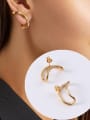thumb Titanium With Gold Plated Simplistic Hollow Geometric Stud Earrings 1
