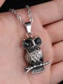 thumb Personalized Owl Zircon Titanium Necklace 2