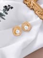 thumb Alloy With Gold Plated Simplistic Round  Imitation Pearl Stud Earrings 3