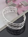 thumb Fashion Hollow Silver Plated Copper Opening Bangle 2