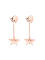 thumb Fashion Rose Gold Plated Hollow Star Drop Earrings 0