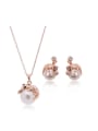 thumb Alloy Rose Gold Plated Fashion Artificial Pearl Crocodile Two Pieces Jewelry Set 0