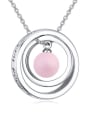 thumb Fashion Imitation Pearl Double Ring Pendant Alloy Necklace 3