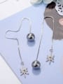 thumb Fashion Shiny Zirconias Star Imitation Pearl Line Earrings 2