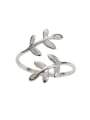 thumb Simple Little Leaves Silver Opening Ring 0