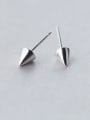 thumb 925 Sterling Silver With Platinum Plated Punk Geometric Stud Earrings 2