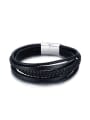 thumb Fashion Multi-layer Artificial Leather Titanium Bracelet 0