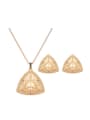 thumb Alloy Imitation-gold Plated Vintage style Hollow Triangle shaped Two Pieces Jewelry Set 0