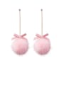 thumb Alloy With Rose Gold Plated Cute Long Bow Hairball  Drop Earrings 0