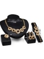 thumb Alloy Imitation-gold Plated Vintage style Rhinestones Hollow Circle Four Pieces Jewelry Set 2