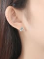 thumb 925 Sterling Silver With Turquoise Simplistic Triangle Stud Earrings 1