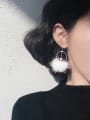 thumb Exaggerated White Fluffy Ball Tiny Star 925 Silver Earrings 1