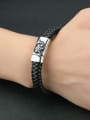 thumb Punk style Flower-etched Titanium Artificial Leather Bracelet 1