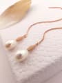 thumb Fashion Oblate Freshwater Pearl threader earring 0