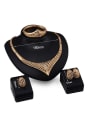 thumb Alloy Imitation-gold Plated Vintage style Grid-shaped Four Pieces Jewelry Set 2
