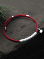 thumb Sterling silver Minimalist hand-woven red thread bracelet 0