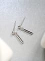 thumb Simple 925 Silver Short Bar Stud Earrings 0