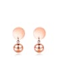 thumb Simple Rose Gold Plated Bead Stud Earrings 0