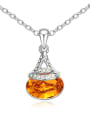 thumb Simple Oval austrian Crystal-accented Pendant Alloy Necklace 2