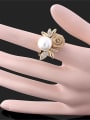 thumb Fashion Noble style Flower Artificial Pearl Gold Plated Alloy Ring 1