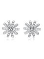 thumb Simple Cubic Zirconias-studded Snowflake 925 Silver Stud Earrings 0